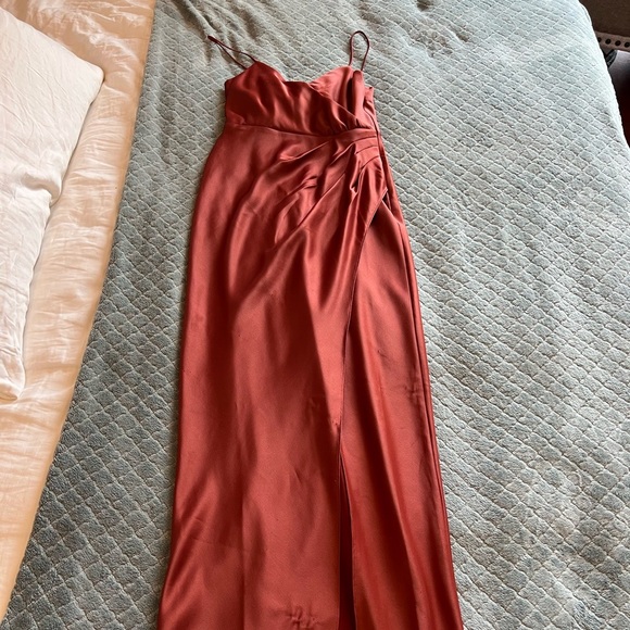 BHLDN Freya Satin Charmeuse Dress | Anthropologie in Cinnamon - Picture 5 of 7